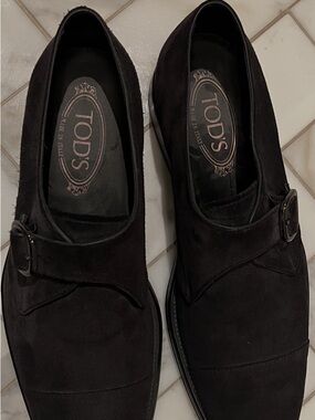 TOD'S Men's navy Suede Monk Strap Shoes